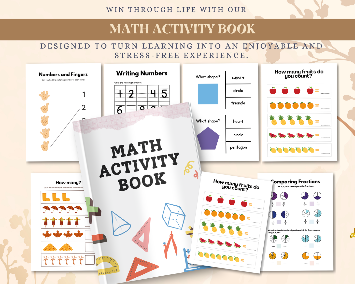 Math Activity Book for Kids | Printable Worksheets for Addition, Subtraction, Multiplication & Fun Learning