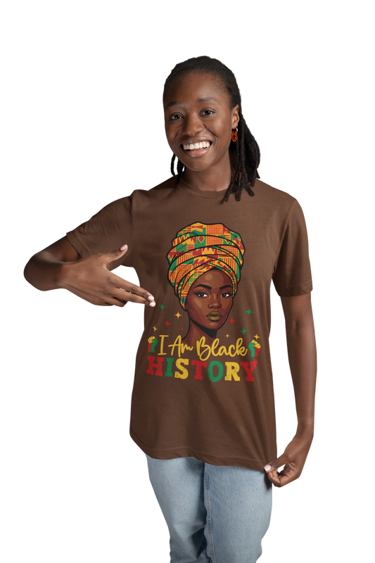I Am Black History T-Shirt — Afrocentric Headwrap Pride Tee
