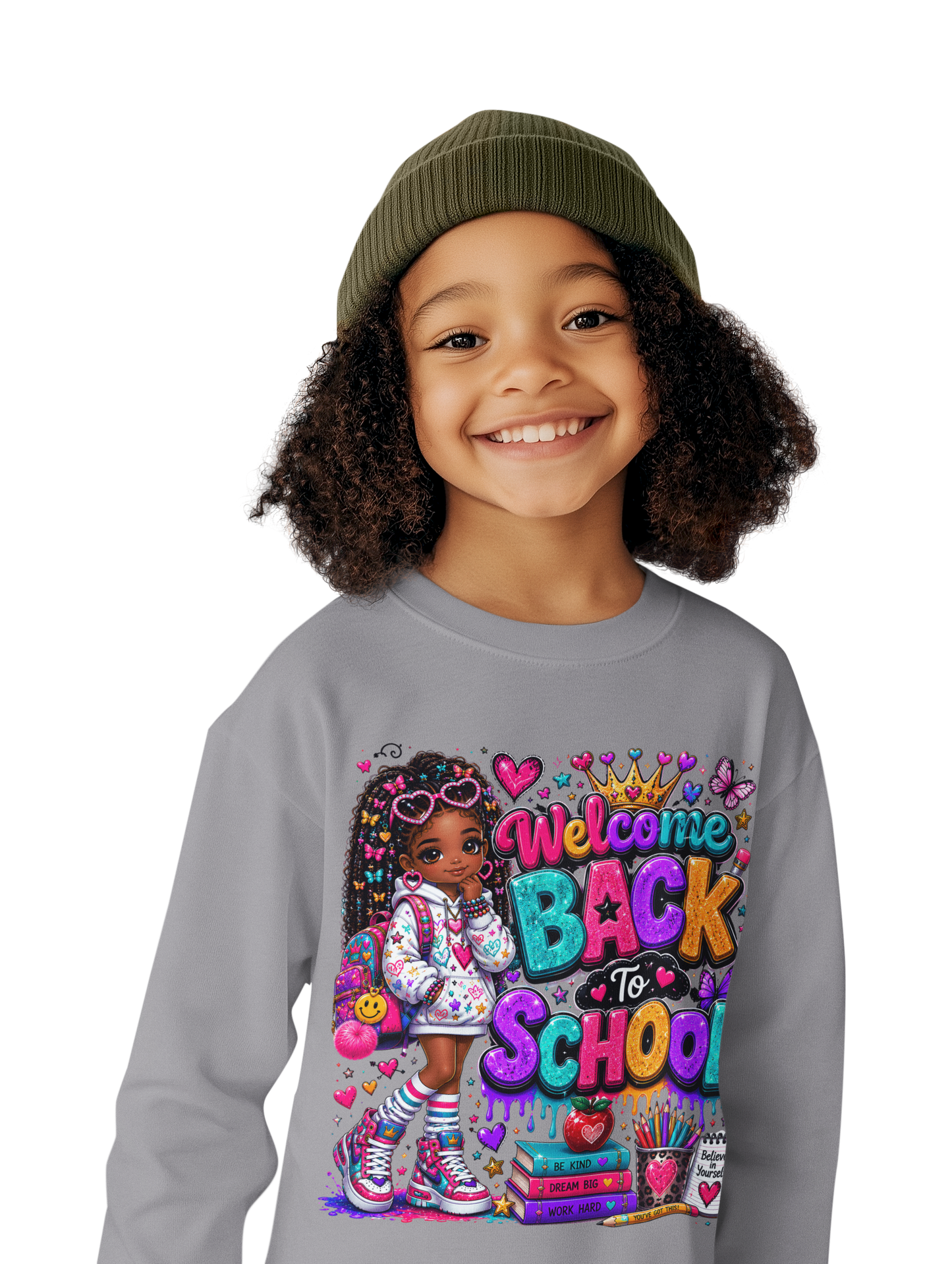 Welcome Back to School Toddler Sweatshirt — Cute African American Girl School Outfit