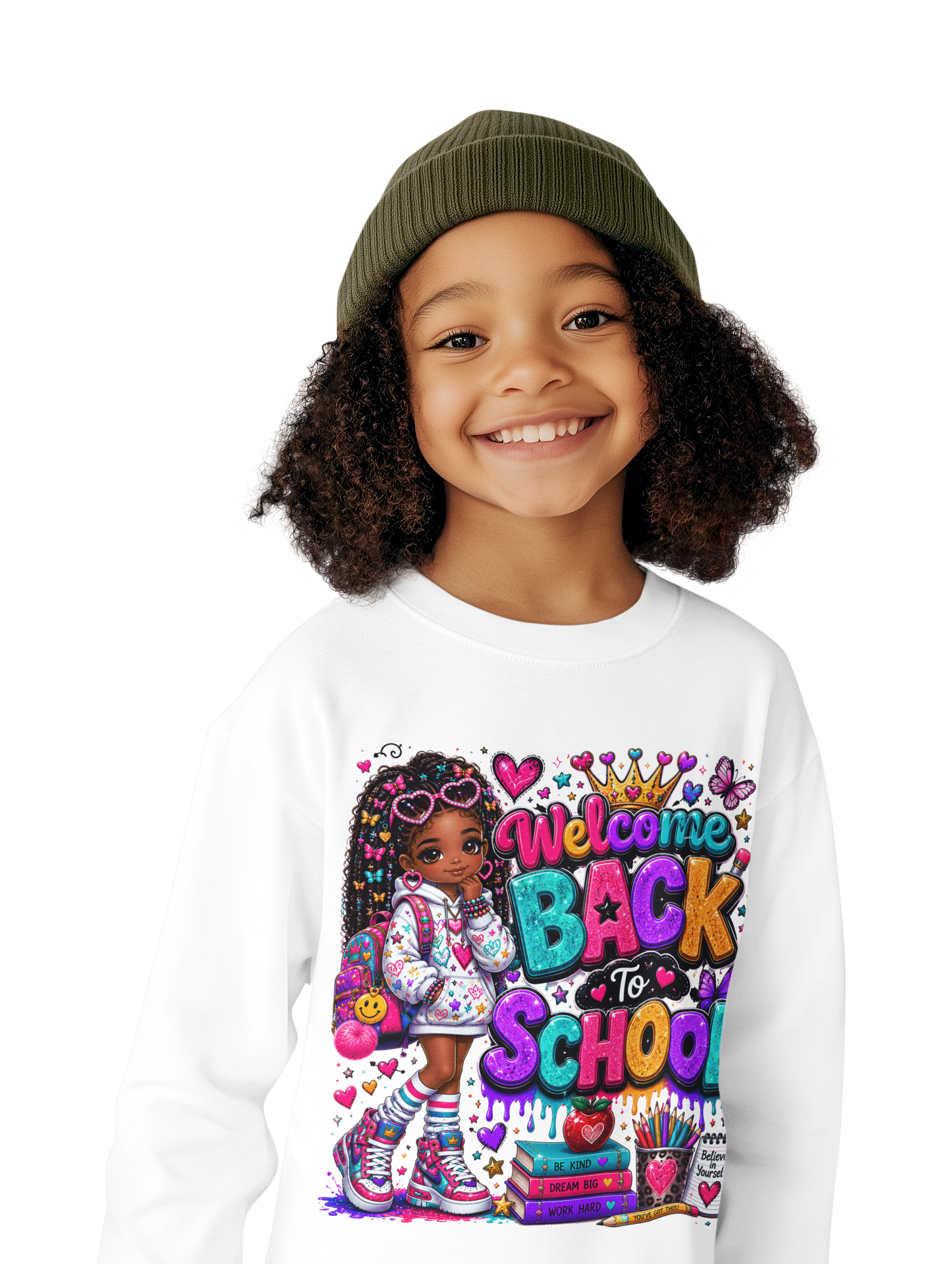 Welcome Back to School Toddler Sweatshirt — Cute African American Girl School Outfit