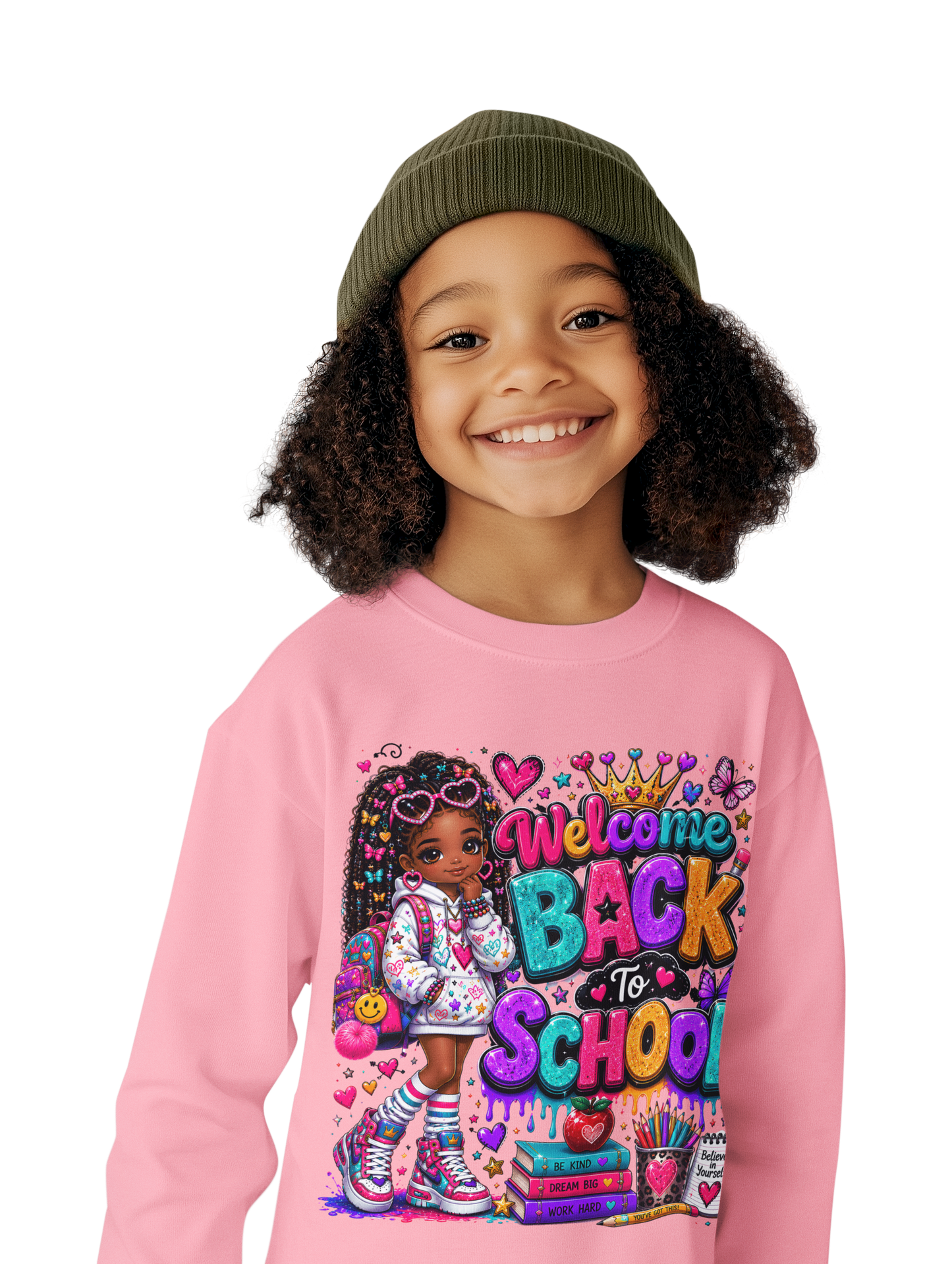 Welcome Back to School Toddler Sweatshirt — Cute African American Girl School Outfit