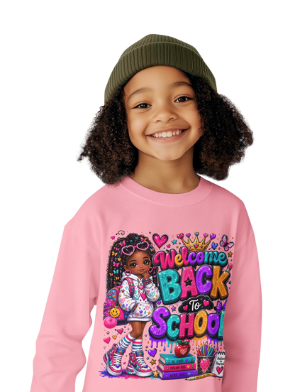 Welcome Back to School Toddler Sweatshirt — Cute African American Girl School Outfit