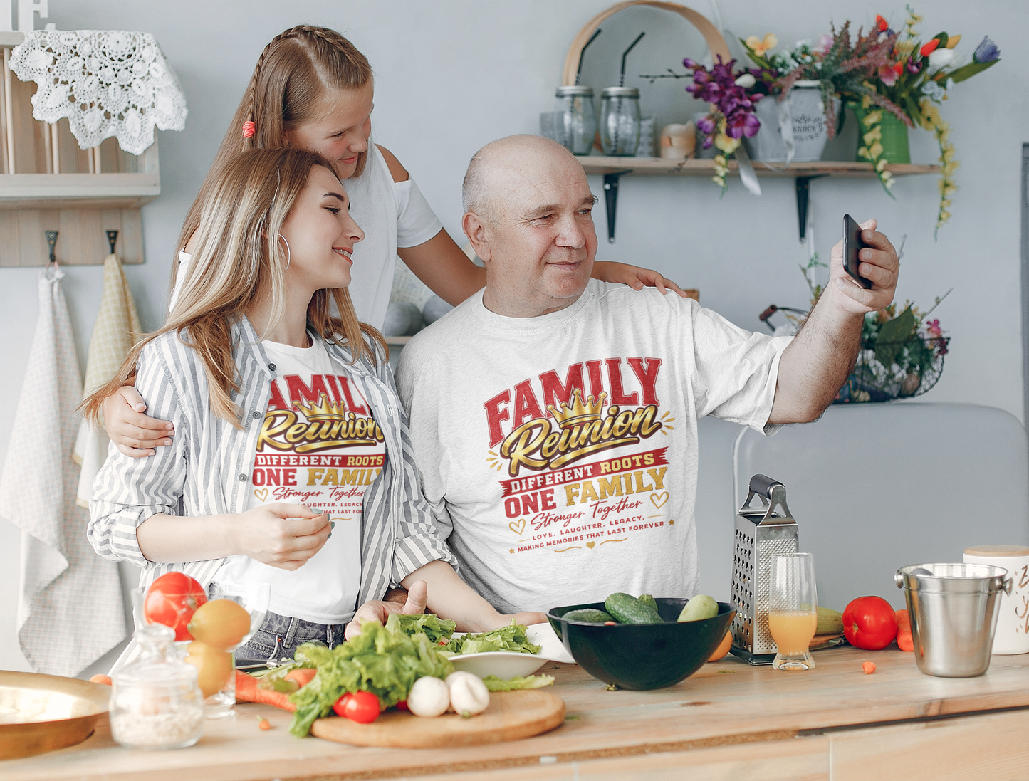 Family Reunion T-Shirt — "Different Roots, One Family" Matching Tee